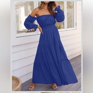 Off shoulder tiered maxi dress